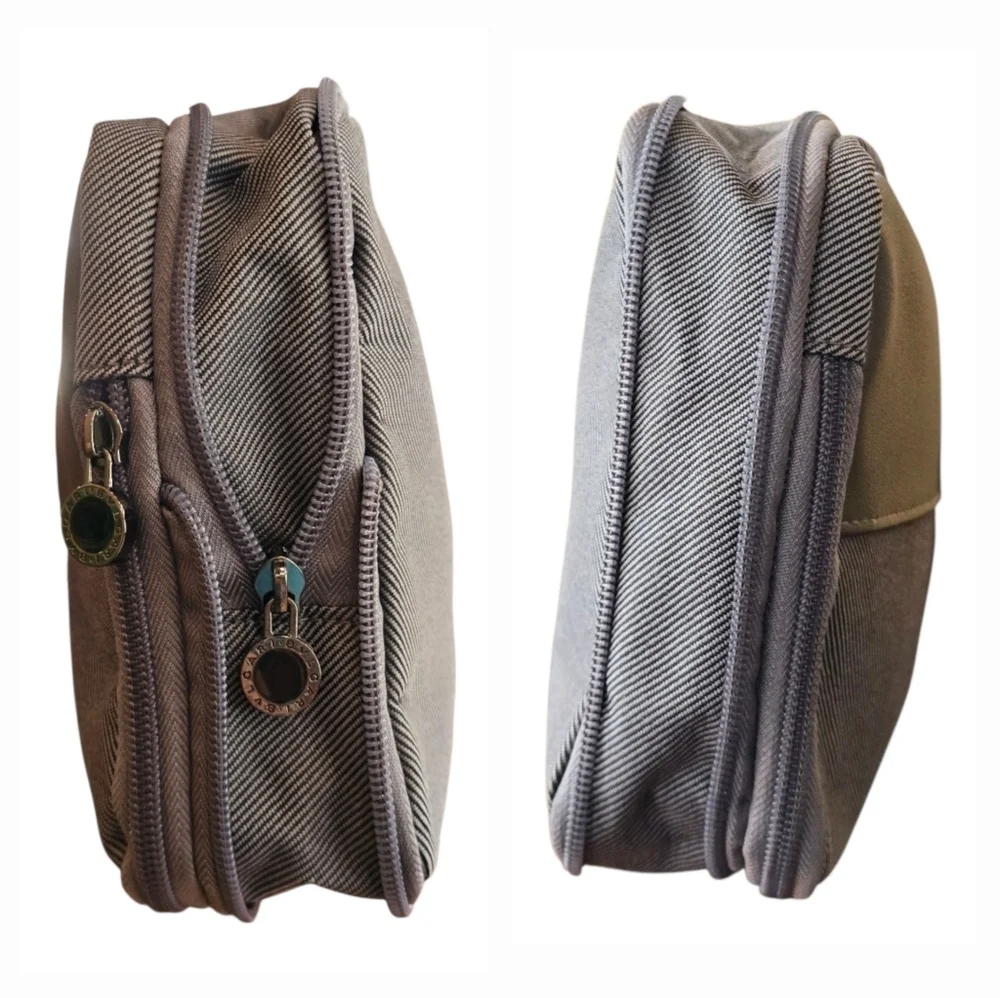Bvlgari Parfums Set Of 2 Gray Canvas Zip Cosmetic Toiletry Cases